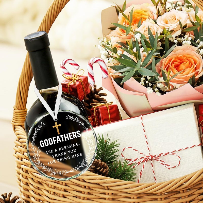 HEXMOZ Godfathers Gifts - Godfather Ornament 2025 - Godfather are Blessing, Thank You for Being Mine Present - God Fathers Gift Ideas, Gifts for Godparents, Baptism Gift - Glass Ornament for Christmas - Image 5